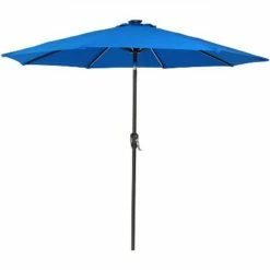 Sunnydaze Decor Sunnydaze Outdoor Aluminum Sunbrella Patio Umbrella with Solar LED Light Bars and Tilt - 9' - Pacific Blue -Deals Patio Umbrellas Store unnamed file 2655