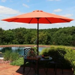 Sunnydaze Decor Sunnydaze Outdoor Aluminum Patio Umbrella with Fade-Resistant Canopy and Auto Tilt and Crank - 9' - Burnt Orange