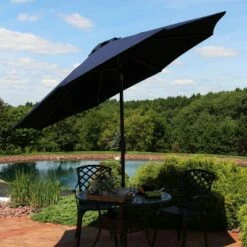 Sunnydaze Decor Sunnydaze Outdoor Aluminum Solution-Dyed Sunbrella Patio Umbrella with Auto Tilt and Crank - 9' - Navy Blue -Deals Patio Umbrellas Store unnamed file 2667
