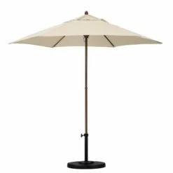 9' x 9' Round Wood Grain Steel Patio Umbrella - Astella Pacific Blue