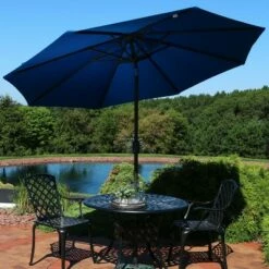 Sunnydaze Decor Sunnydaze Outdoor Aluminum Solution-Dyed Sunbrella Patio Umbrella with Auto Tilt and Crank - 9' - Pacific Blue -Deals Patio Umbrellas Store unnamed file 2686