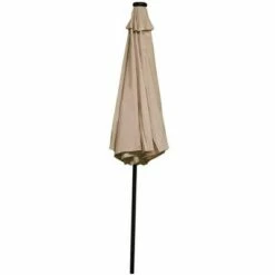 Sunnydaze Decor Sunnydaze Outdoor Solar Patio Umbrella with Polyester Canopy, LED Lights and Push Button Tilt and Crank - 9' - Beige -Deals Patio Umbrellas Store unnamed file 2698