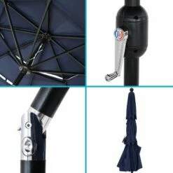Sunnydaze Decor Sunnydaze Outdoor 3-Tier Deluxe Aluminum Patio Umbrella with Air Vent, Push Button Tilt and Crank - 10' - Navy Blue -Deals Patio Umbrellas Store unnamed file 2710