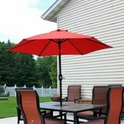 Sunnydaze Decor Sunnydaze Outdoor Aluminum Patio Table Umbrella with Polyester Canopy and Tilt and Crank Shade Control - 7.5' - Burnt Orange