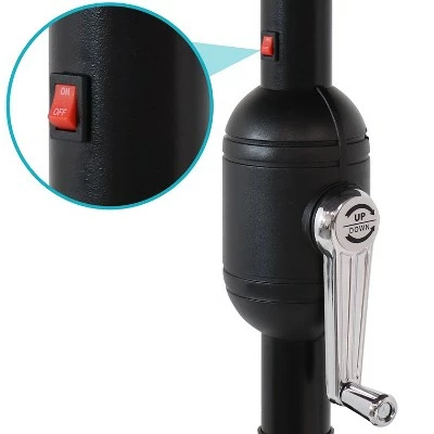 Sunnydaze Decor Sunnydaze Outdoor Patio Umbrella with Polyester Canopy, Solar LED Lights, and Push Button Tilt and Crank - 9' - Red 9 Sunnydaze Decor Sunnydaze Outdoor Patio Umbrella with Polyester Canopy, Solar LED Lights, and Push Button Tilt and Crank - 9' - Red - Image 7