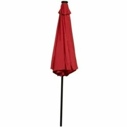 Sunnydaze Decor Sunnydaze Outdoor Patio Umbrella with Polyester Canopy, Solar LED Lights, and Push Button Tilt and Crank - 9' - Red 22 Sunnydaze Decor Sunnydaze Outdoor Patio Umbrella with Polyester Canopy, Solar LED Lights, and Push Button Tilt and Crank - 9' - Red -Deals Patio Umbrellas Store unnamed file 2761