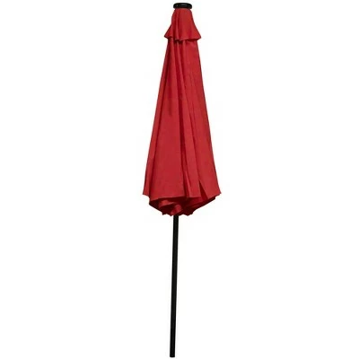 Sunnydaze Decor Sunnydaze Outdoor Patio Umbrella with Polyester Canopy, Solar LED Lights, and Push Button Tilt and Crank - 9' - Red 12 Sunnydaze Decor Sunnydaze Outdoor Patio Umbrella with Polyester Canopy, Solar LED Lights, and Push Button Tilt and Crank - 9' - Red - Image 10