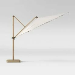 11' DuraSeason Fabric™ Offset Patio Umbrella - Light Wood Pole - Threshold™ Turquoise