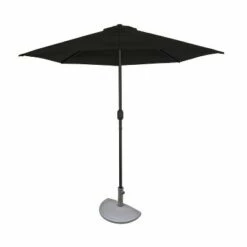 Island Umbrella 9' x 4.5' Lanai Half Patio Umbrella Black