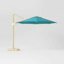 11' DuraSeason Fabric™ Offset Patio Umbrella - Light Wood Pole - Threshold™ Turquoise -Deals Patio Umbrellas Store unnamed file 285