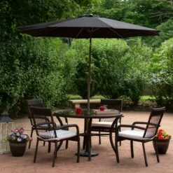 Northlight 9' Outdoor Patio Umbrella with Hand Crank and Tilt - Black/Brown