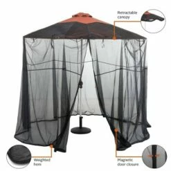 9' Water-Resistant Universal Round Patio Umbrella Insect Screen Canopy - Classic Accessories