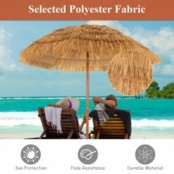 Costway 6.5 FT Thatched Beach Umbrella Tilt Tiki Hawaiian Patio Portable -Deals Patio Umbrellas Store unnamed file 3