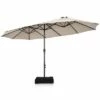 Costway 15FT Double-Sided Twin Patio Umbrella Sun Shade Outdoor Crank Market Base