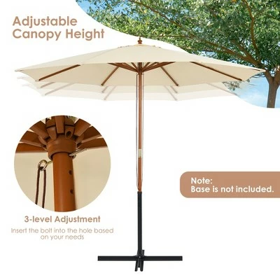 Costway 10 ft Wooden Outdoor Patio Table Umbrella W/Pulley Height Adjustable 9 Costway 10 ft Wooden Outdoor Patio Table Umbrella W/Pulley Height Adjustable - Image 7