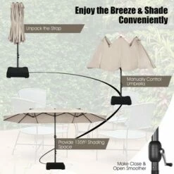 Costway 15FT Double-Sided Twin Patio Umbrella Sun Shade Outdoor Crank Market Base -Deals Patio Umbrellas Store unnamed file 320