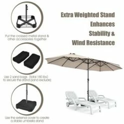 Costway 15FT Double-Sided Twin Patio Umbrella Sun Shade Outdoor Crank Market Base -Deals Patio Umbrellas Store unnamed file 321