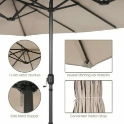 Costway 15FT Double-Sided Twin Patio Umbrella Sun Shade Outdoor Crank Market Base -Deals Patio Umbrellas Store unnamed file 322