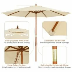 Costway 10 ft Wooden Outdoor Patio Table Umbrella W/Pulley Height Adjustable 18 Costway 10 ft Wooden Outdoor Patio Table Umbrella W/Pulley Height Adjustable -Deals Patio Umbrellas Store unnamed file 33