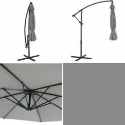 Sunnydaze Decor Sunnydaze Outdoor Steel Cantilever Offset Patio Umbrella with Air Vent, Crank, and Base - 9' - Smoke -Deals Patio Umbrellas Store unnamed file 333