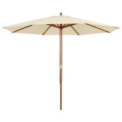 Costway 10 ft Wooden Outdoor Patio Table Umbrella W/Pulley Height Adjustable 11 Costway 10 ft Wooden Outdoor Patio Table Umbrella W/Pulley Height Adjustable - Image 9