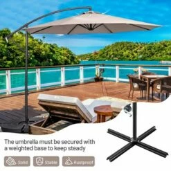 Costway 10 FT Patio Offset Umbrella w/8 Ribs Cross Base Tilt -Deals Patio Umbrellas Store unnamed file 342
