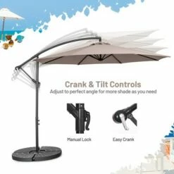 Costway 10 FT Patio Offset Umbrella w/8 Ribs Cross Base Tilt -Deals Patio Umbrellas Store unnamed file 343