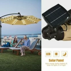 Costway 10 Ft Patio Solar LED Offset Umbrella 40 Lights Crank Cross Base Beige -Deals Patio Umbrellas Store unnamed file 361