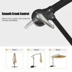 Costway 10 Ft Patio Solar LED Offset Umbrella 40 Lights Crank Cross Base Beige -Deals Patio Umbrellas Store unnamed file 364