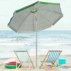 Costway 6.5FT Patio Beach Umbrella Sun Shade Tilt W/Carry Bag Turquoise -Deals Patio Umbrellas Store unnamed file 37