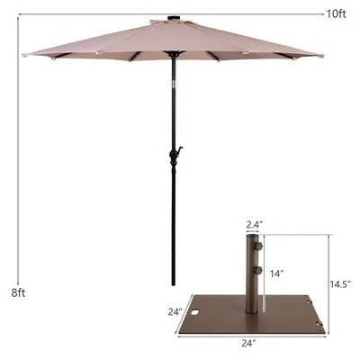 Costway 10ft Solar Lights Patio Umbrella Outdoor W/ 50 LBS Movable Umbrella Stand 3 Costway 10ft Solar Lights Patio Umbrella Outdoor W/ 50 LBS Movable Umbrella Stand