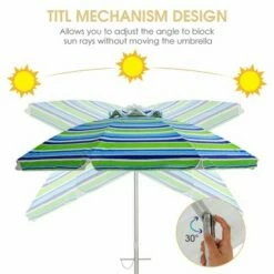 Costway 6.5FT Patio Beach Umbrella Sun Shade Tilt W/Carry Bag Turquoise -Deals Patio Umbrellas Store unnamed file 39