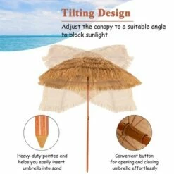 Costway 6.5 FT Thatched Beach Umbrella Tilt Tiki Hawaiian Patio Portable -Deals Patio Umbrellas Store unnamed file 4