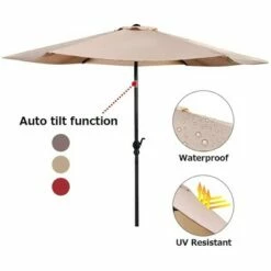 Costway 9ft Patio Umbrella Outdoor W/ 50 LBS Round Umbrella Stand W/ Wheels -Deals Patio Umbrellas Store unnamed file 406