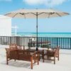 Outsunny 15' Steel Rectangular Outdoor Double Sided Market Patio Umbrella with UV Sun Protection & Easy Crank