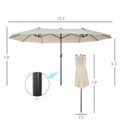 Outsunny 15' Steel Rectangular Outdoor Double Sided Market Patio Umbrella with UV Sun Protection & Easy Crank -Deals Patio Umbrellas Store unnamed file 419