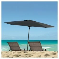 7.5' UV and Wind Resistant Beach/Patio Umbrella - CorLiving Warm White