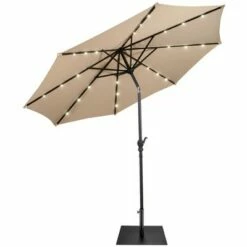 Costway 9ft Market Patio Umbrella w/Solar Lights & 40 LBS Steel Umbrella Stand -Deals Patio Umbrellas Store unnamed file 454