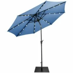 Costway 9ft Market Patio Umbrella w/Solar Lights & 40 LBS Steel Umbrella Stand -Deals Patio Umbrellas Store unnamed file 455