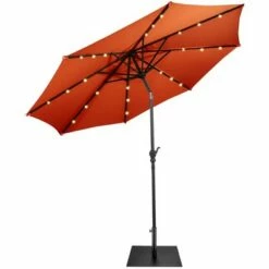 Costway 9ft Market Patio Umbrella w/Solar Lights & 40 LBS Steel Umbrella Stand -Deals Patio Umbrellas Store unnamed file 457