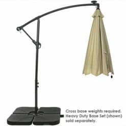Sunnydaze Decor Sunnydaze Outdoor Steel Solar Light Offset Cantilever Patio Umbrella with Crank and Base - 10' - Beige -Deals Patio Umbrellas Store unnamed file 469