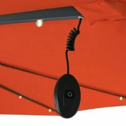 Sunnydaze Decor Sunnydaze Outdoor Steel Solar Offset Cantilever Patio Umbrella with Crank and Base - 10' - Burnt Orange -Deals Patio Umbrellas Store unnamed file 473