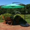 Sunnydaze Decor Sunnydaze Outdoor Steel Cantilever Offset Patio Umbrella with Air Vent, Crank, and Base - 9' - Seafoam