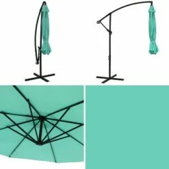 Sunnydaze Decor Sunnydaze Outdoor Steel Cantilever Offset Patio Umbrella with Air Vent, Crank, and Base - 9' - Seafoam -Deals Patio Umbrellas Store unnamed file 490