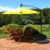 Sunnydaze Decor Sunnydaze Outdoor Steel Cantilever Offset Patio Umbrella with Solar LED Lights, Air Vent, Crank, and Base - 9' - Sunshine -Deals Patio Umbrellas Store unnamed file 496
