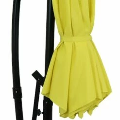 Sunnydaze Decor Sunnydaze Outdoor Steel Cantilever Offset Patio Umbrella with Solar LED Lights, Air Vent, Crank, and Base - 9' - Sunshine -Deals Patio Umbrellas Store unnamed file 502