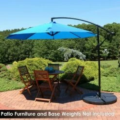 Sunnydaze Decor Sunnydaze Outdoor Steel Cantilever Offset Patio Umbrella with Air Vent, Crank, and Base - 9' - Azure -Deals Patio Umbrellas Store unnamed file 527