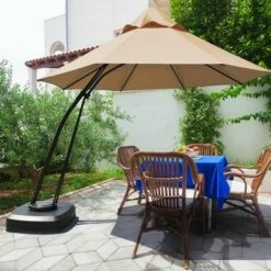 Costway 11FT Outdoor Cantilever Offset Hanging Umbrella w/ Base Wheel -Deals Patio Umbrellas Store unnamed file 540