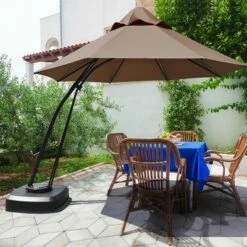 Costway 11FT Outdoor Cantilever Offset Hanging Umbrella w/ Base Wheel -Deals Patio Umbrellas Store unnamed file 542