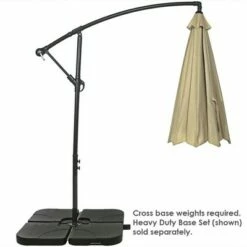 Sunnydaze Decor Sunnydaze Outdoor Steel Offset Cantilever Pool Patio Umbrella with Crank and Cross Base - 10' - Beige -Deals Patio Umbrellas Store unnamed file 549